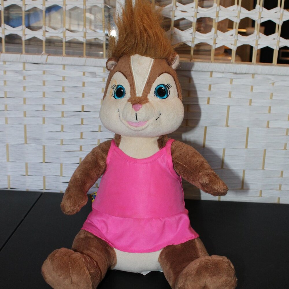 Build a Bear Alvin & Chipmunks Plush Brittany Chipette Stuffed Animal Pink Dress